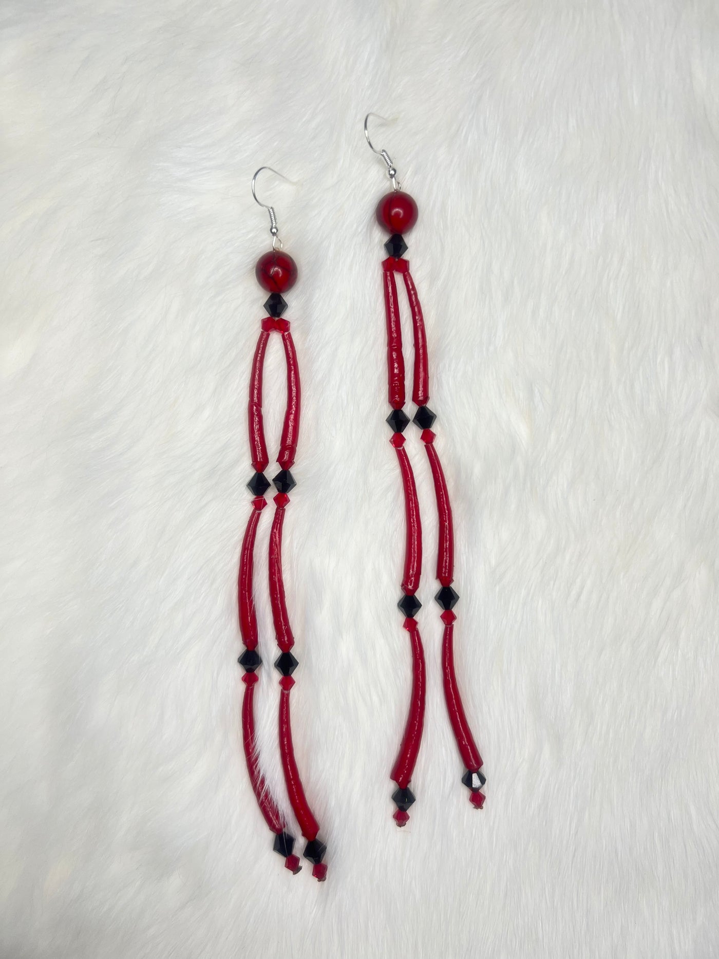 Red Dentalium Earrings