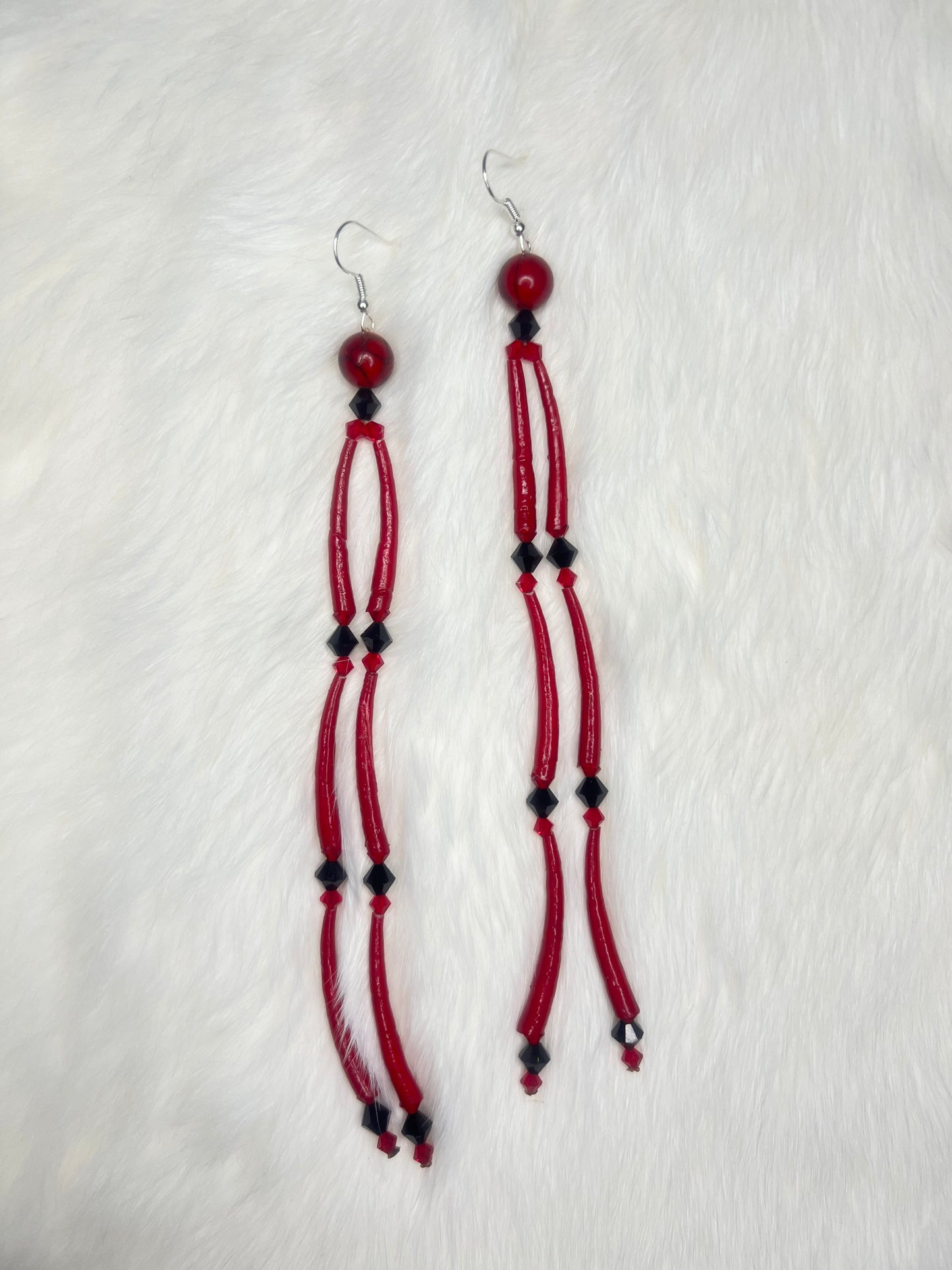 Red Dentalium Earrings