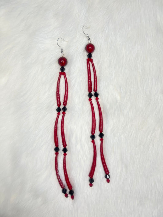 Red Dentalium Earrings