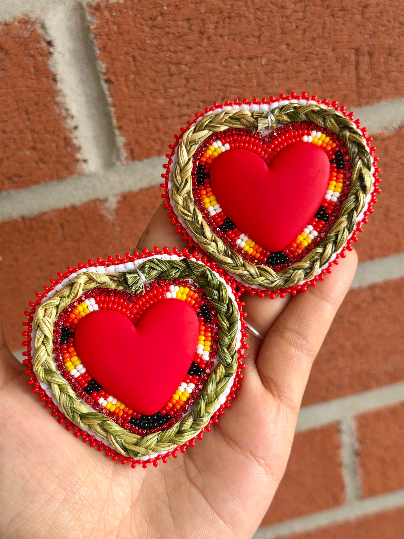Red Flame Sweetgrass Hearts