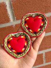 Red Flame Sweetgrass Hearts