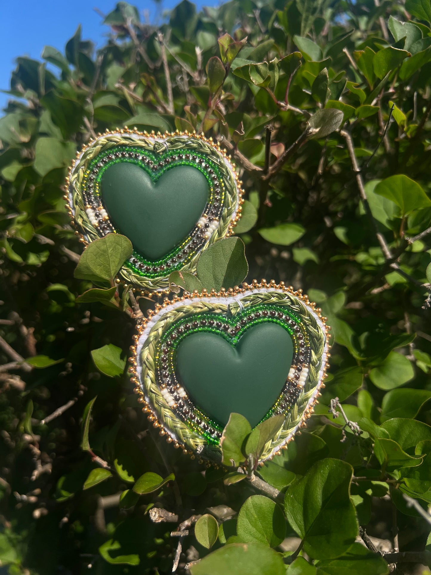 Green Sweetgrass Hearts