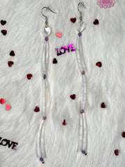 Long Dentalium Heart Earrings