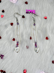 Mini Dentalium Heart Earrings