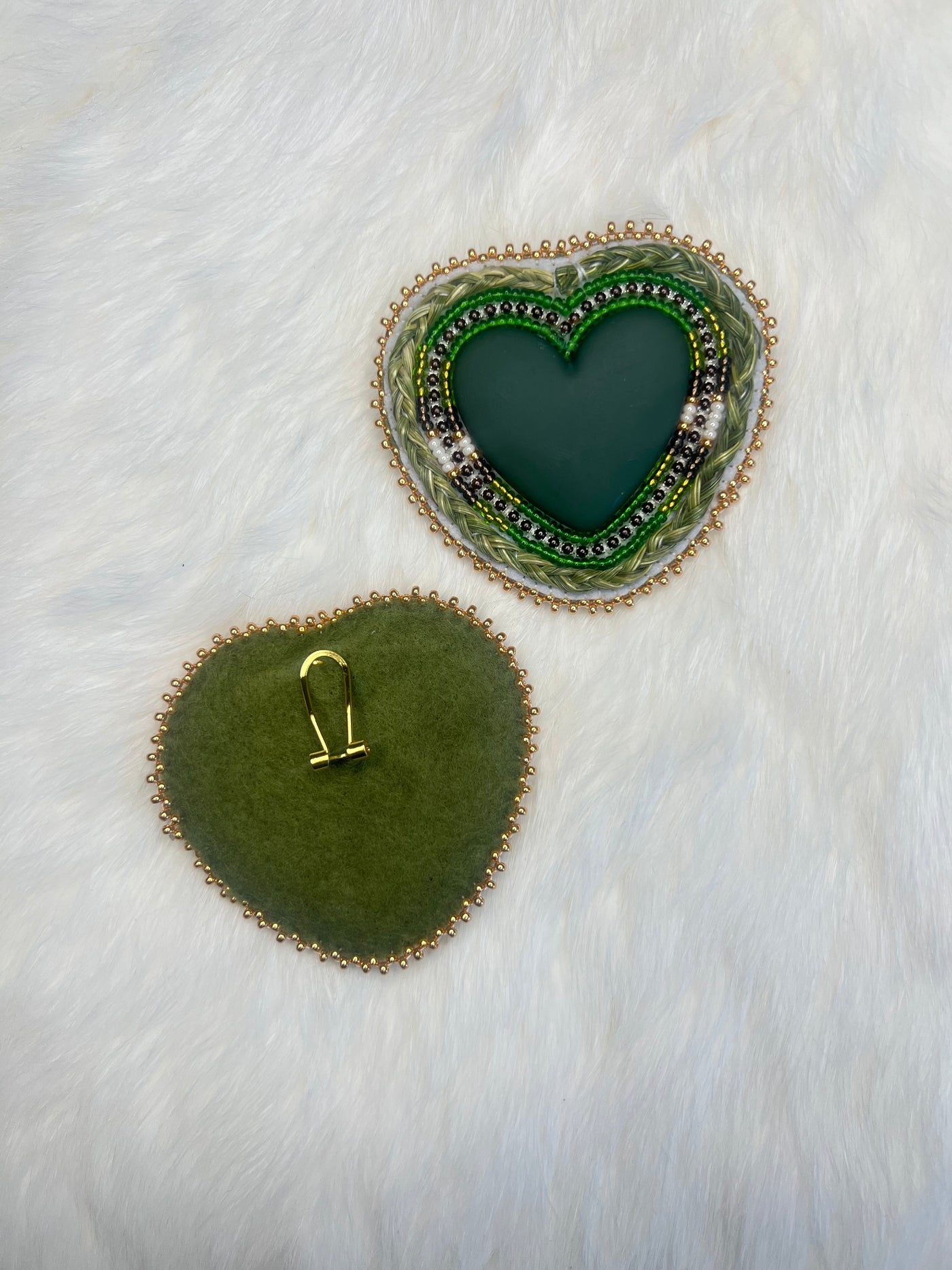 Green Sweetgrass Hearts