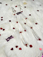 Long Dentalium Heart Earrings