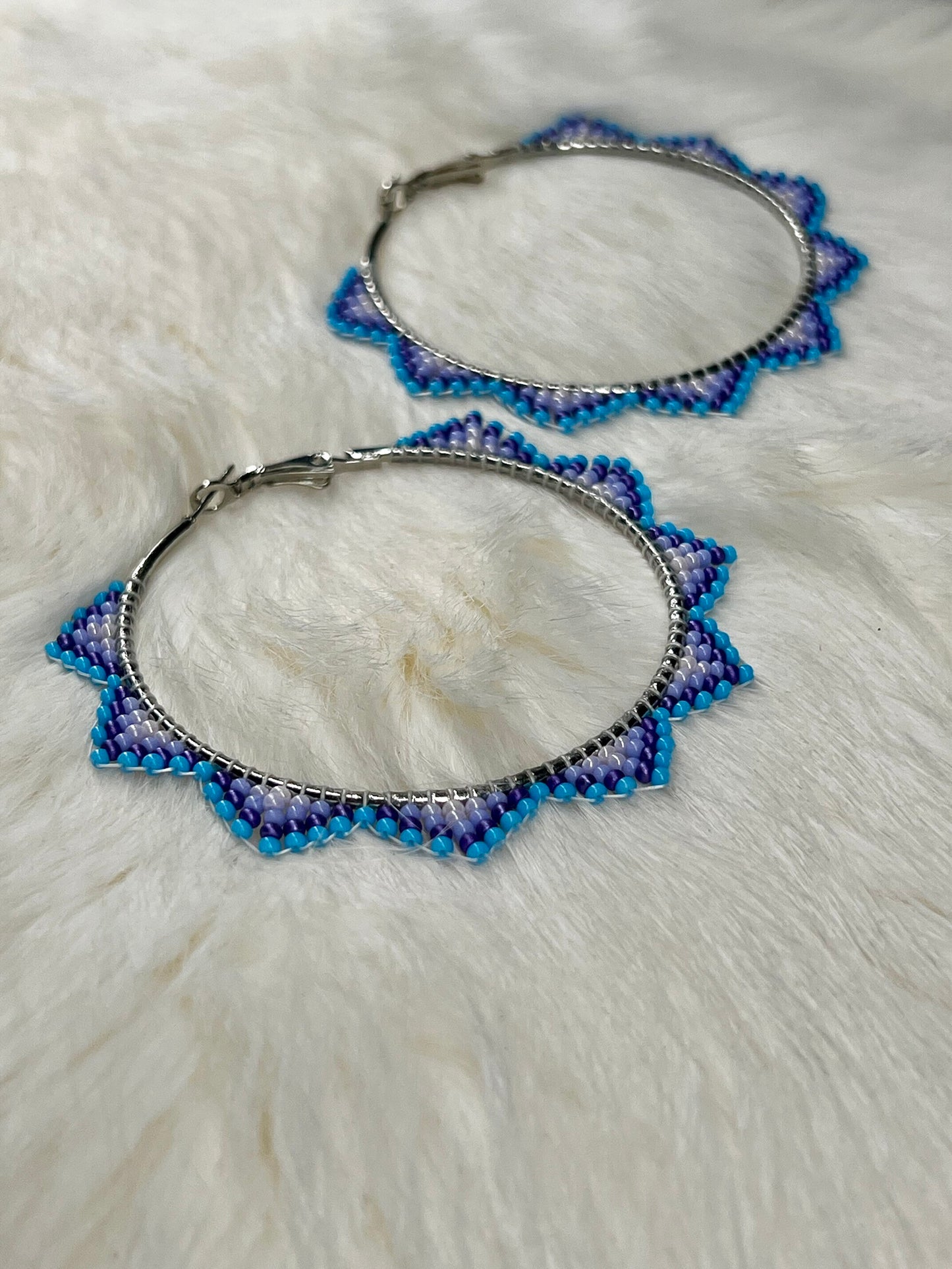 Blue Horizon Beaded Hoops