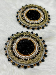 Black Turtle Sweetgrass Earrings