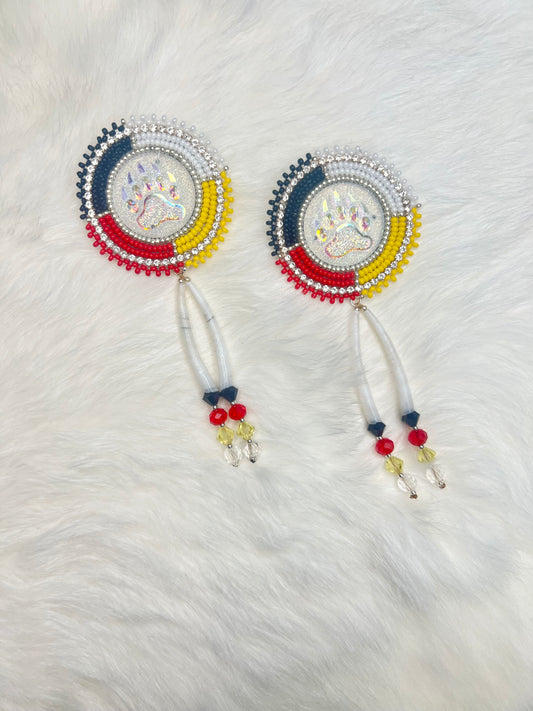 Medicine Wheel Dentalium Earrings