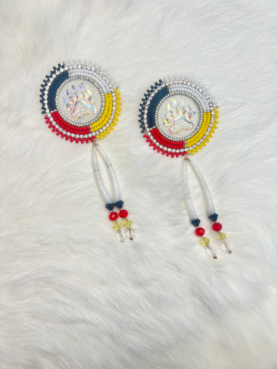Medicine Wheel Dentalium Earrings