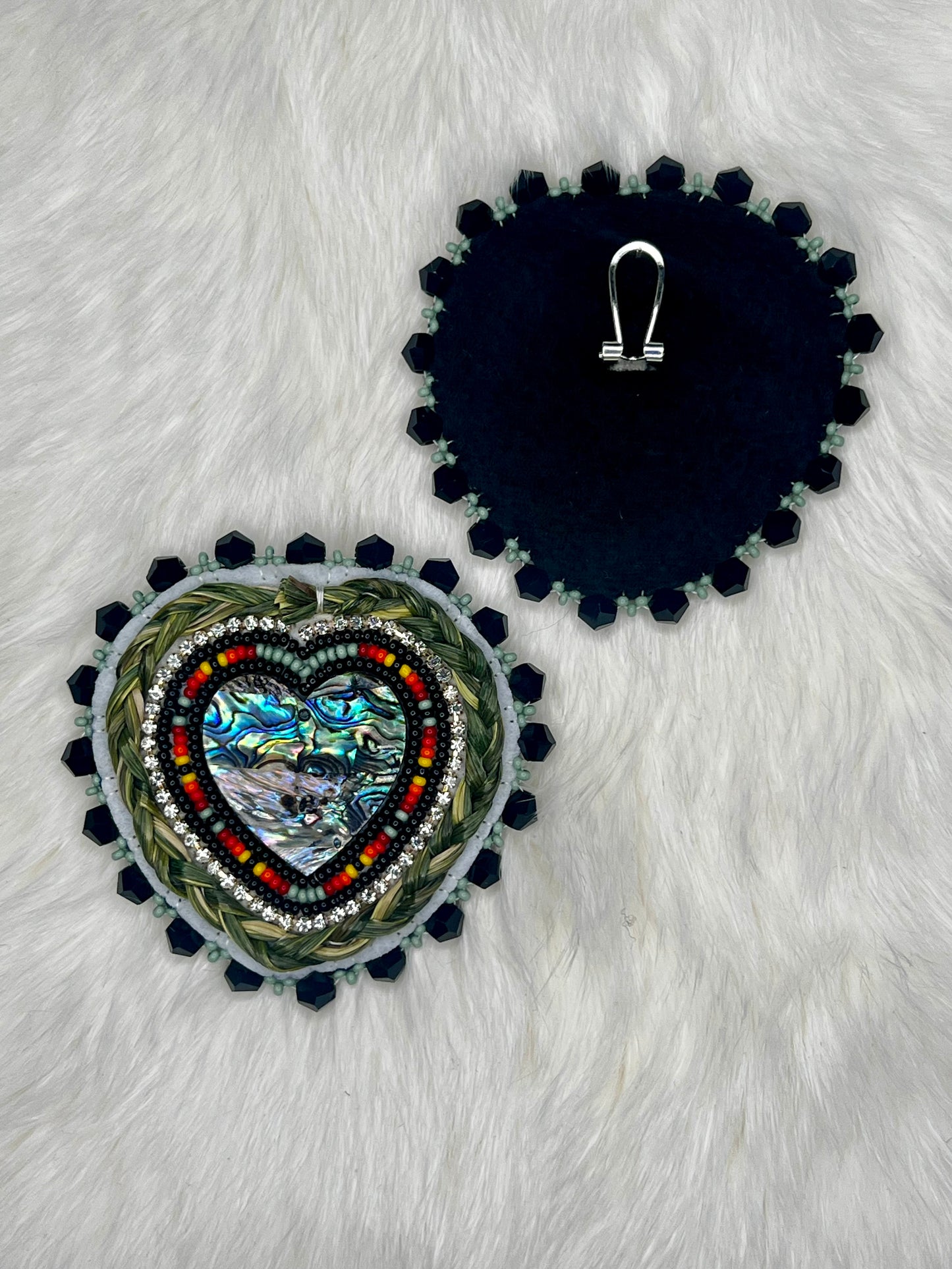Abalone Shell Sweetgrass Hearts