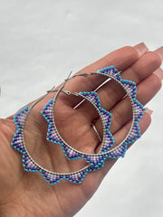Blue Horizon Beaded Hoops