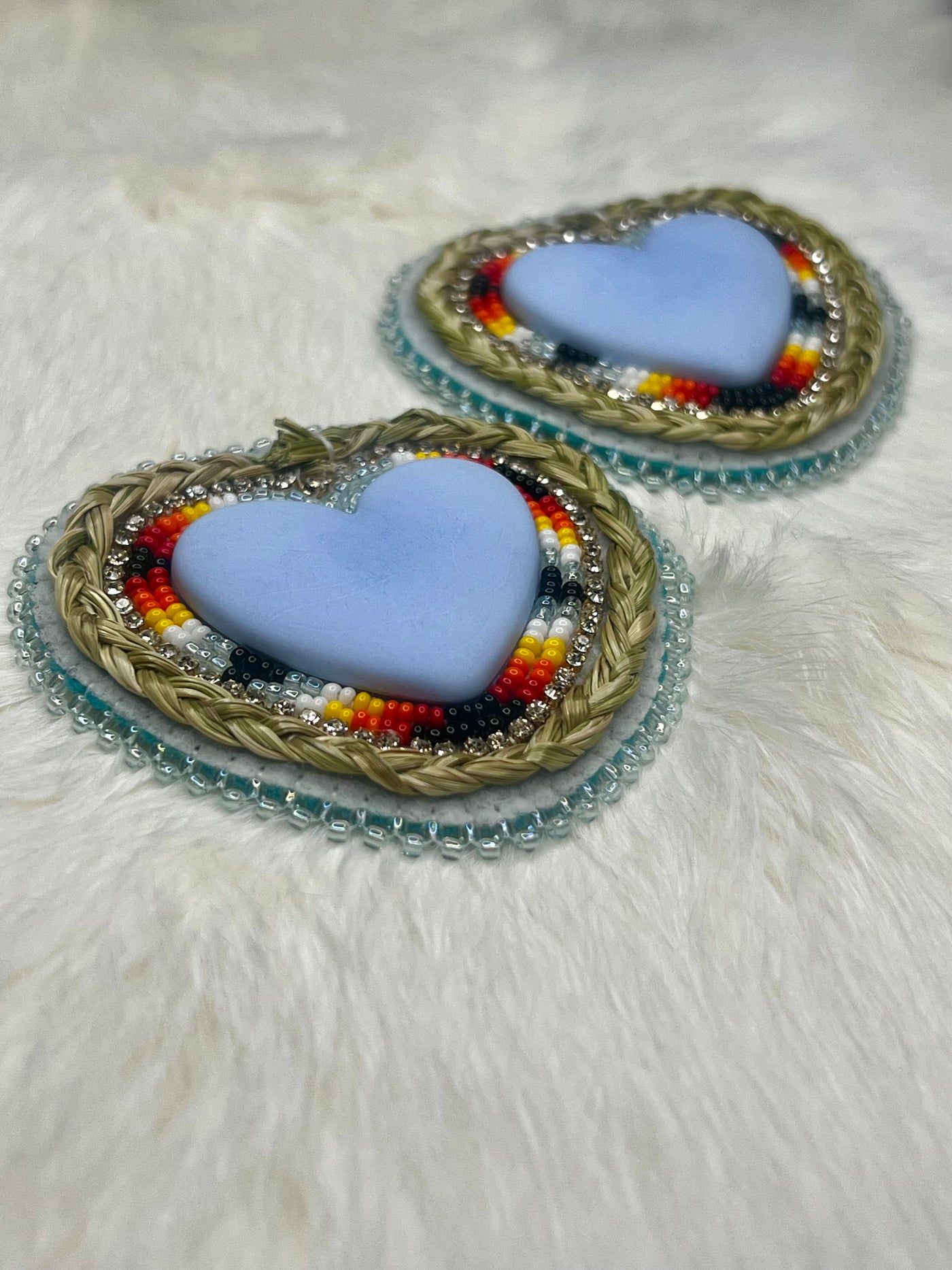 Fire and Ice Sweetgrass Hearts