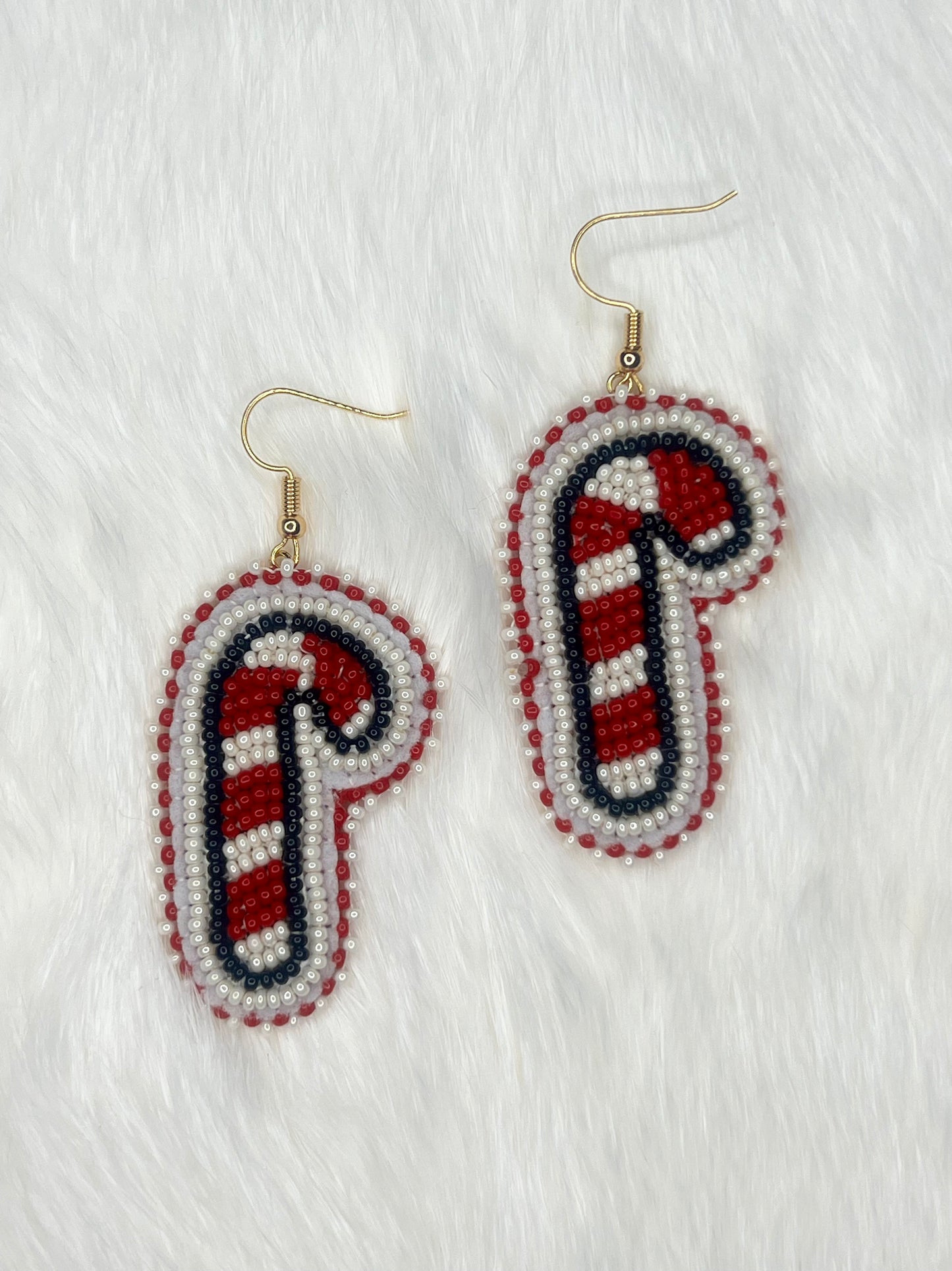 Beaded Candy Cane Earrings