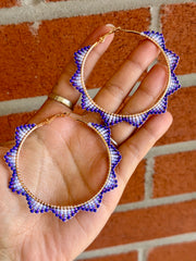 Violet Beaded Hoops
