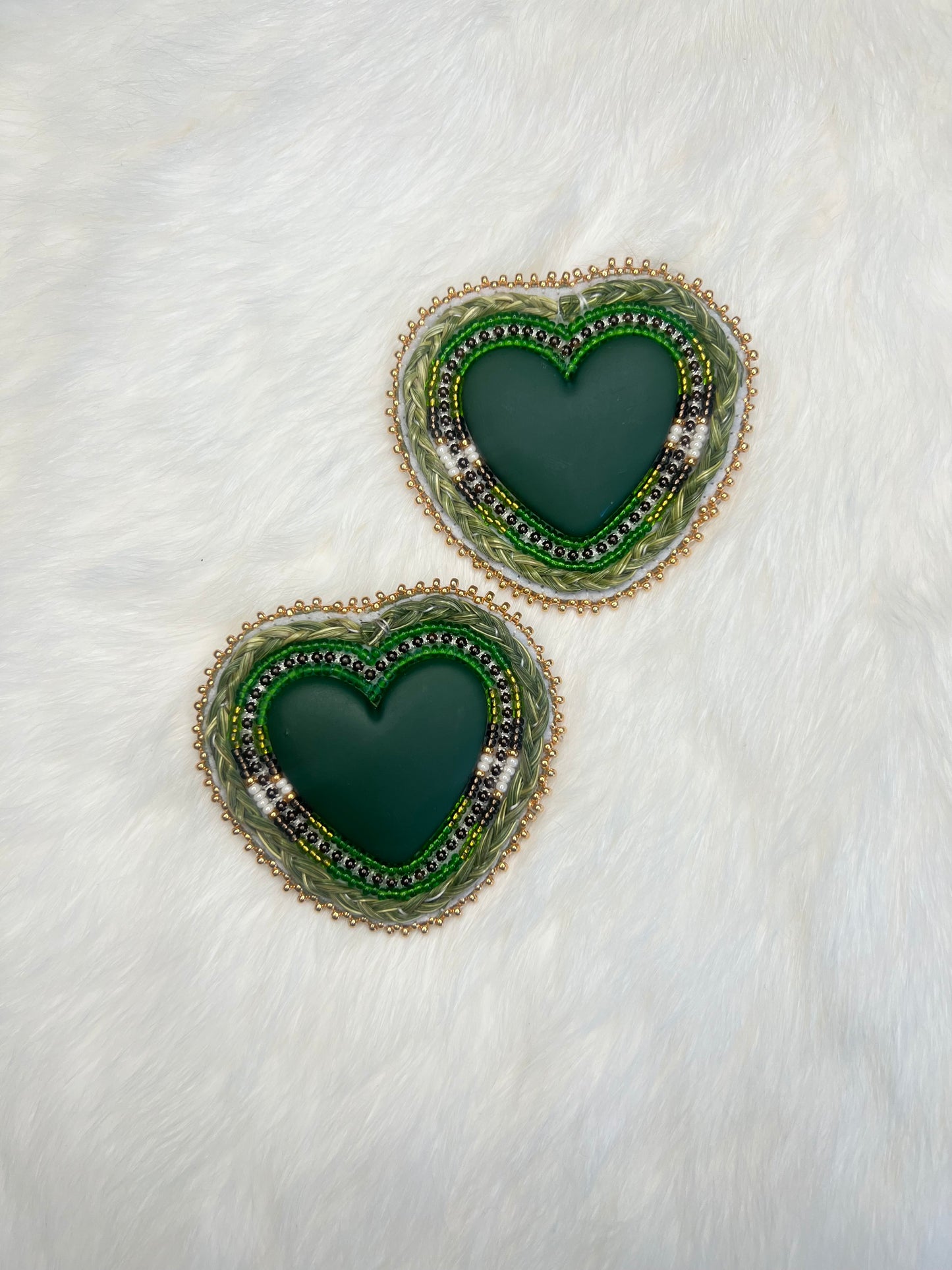 Green Sweetgrass Hearts