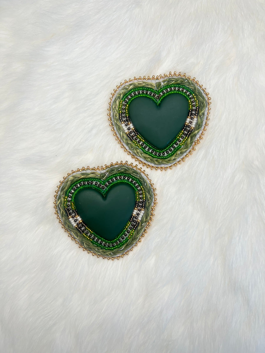 Green Sweetgrass Hearts