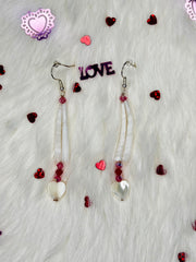 Mini Dentalium Heart Earrings