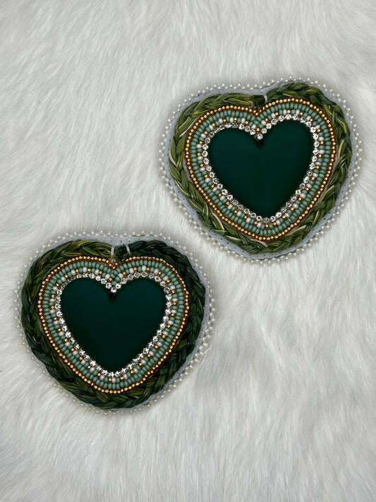 Green & Gold Sweetgrass Earrings