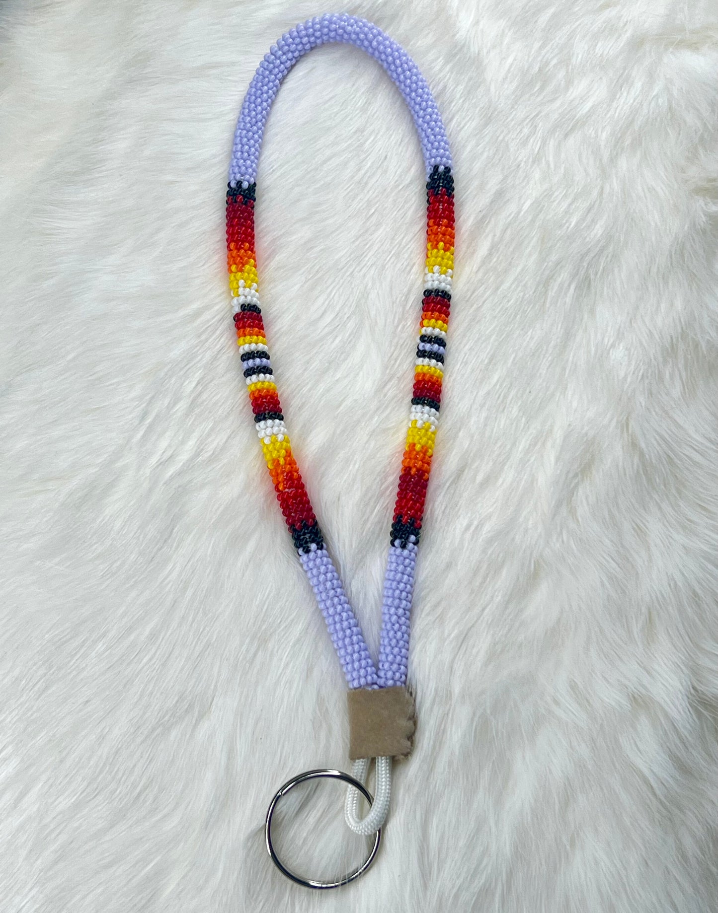 Purple Flame Beaded Keychain