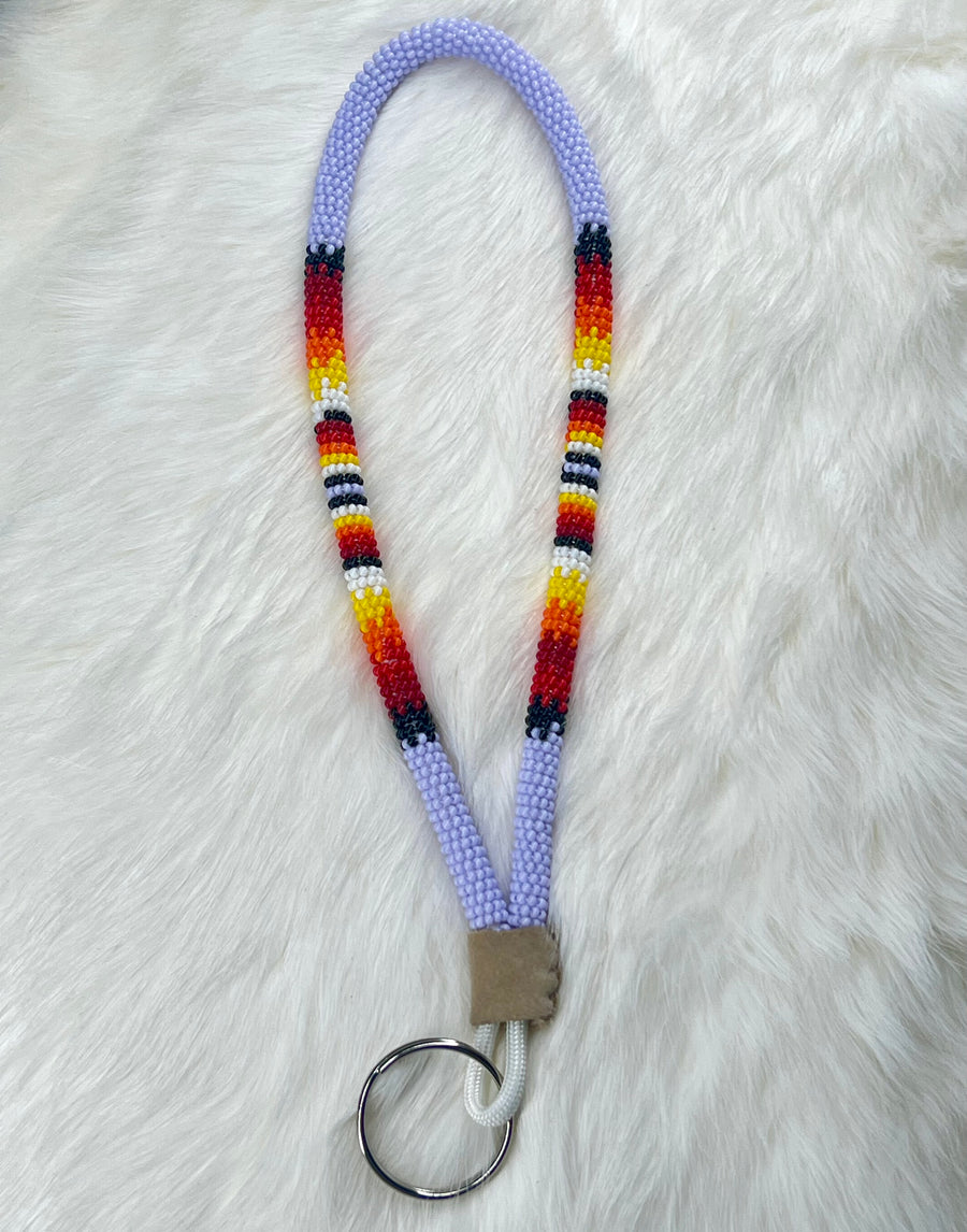 Purple Flame Beaded Keychain