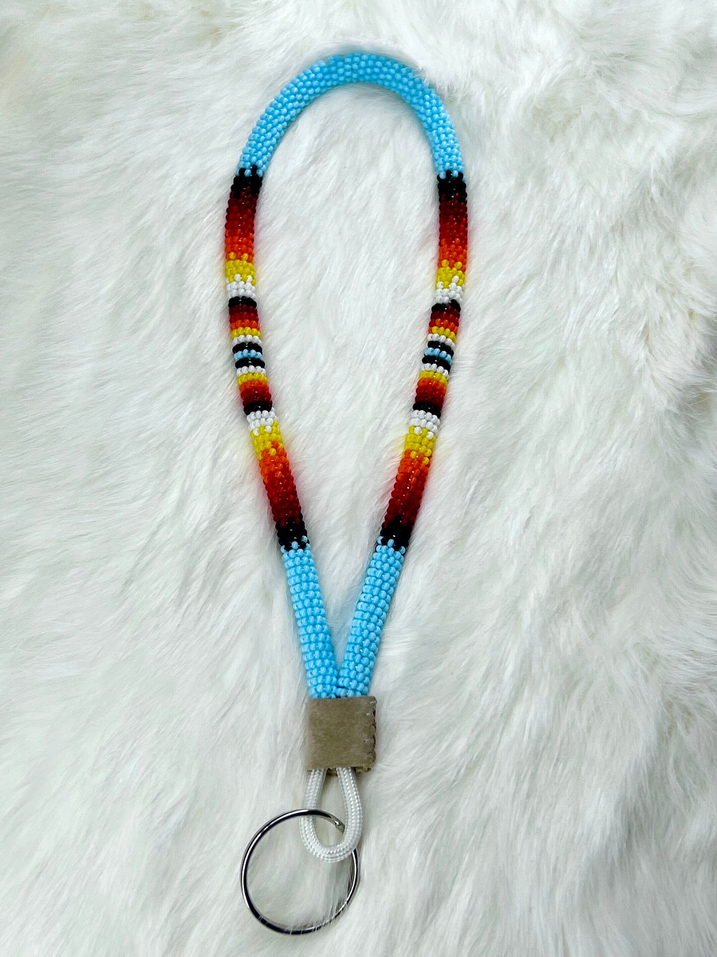 Blue Flame Beaded Keychain