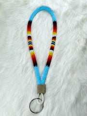Blue Flame Beaded Keychain