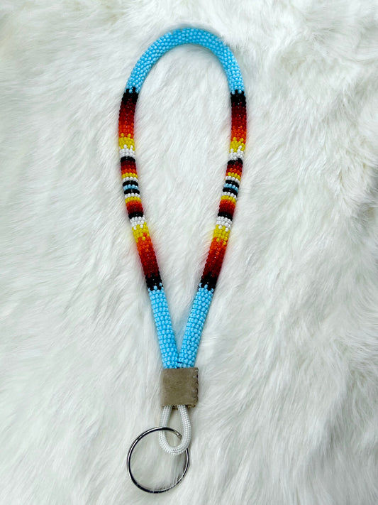 Blue Flame Beaded Keychain