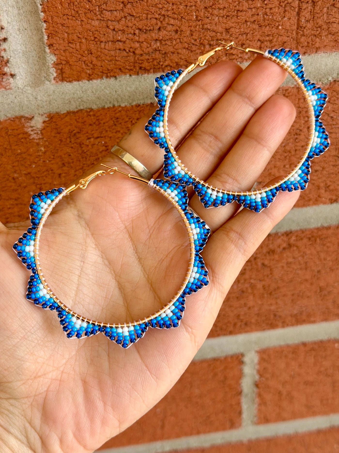 Blue Horizon Beaded Hoops