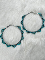 Midnight Turquoise Silver Hoops
