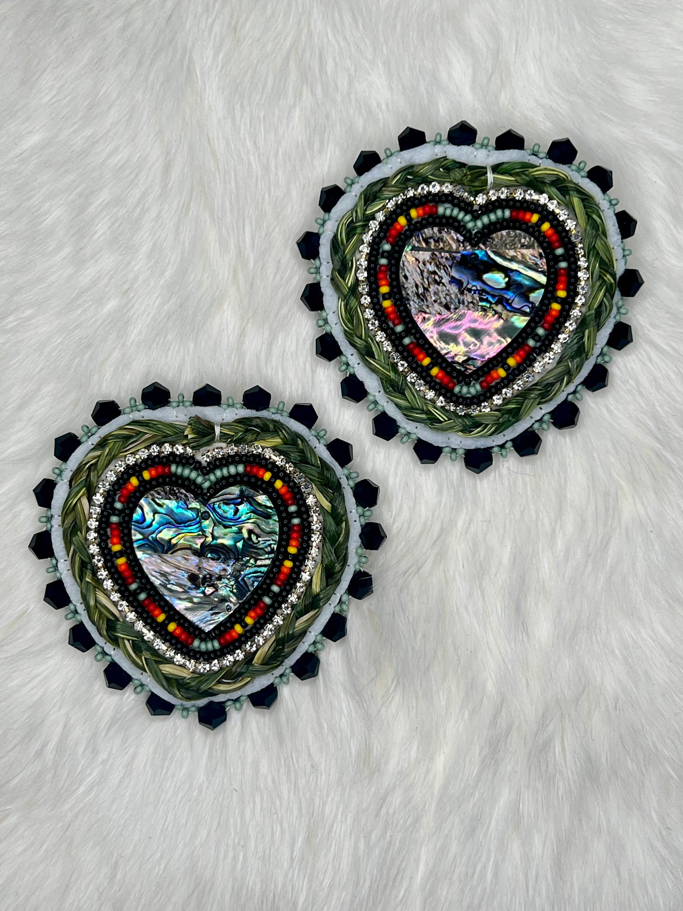 Abalone Shell Sweetgrass Hearts