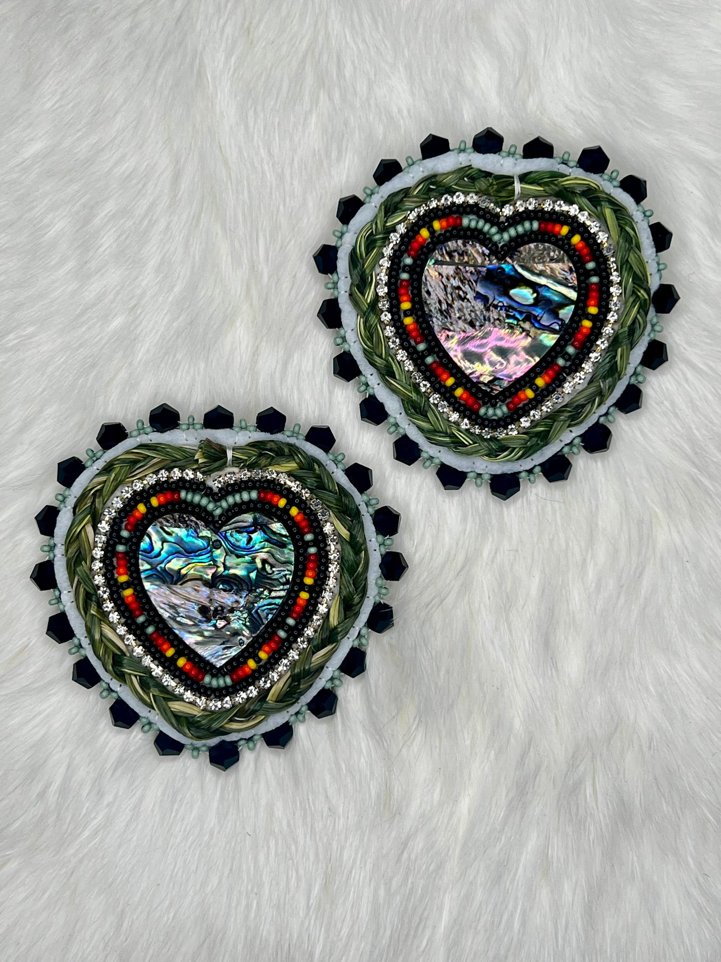 Abalone Shell Sweetgrass Hearts