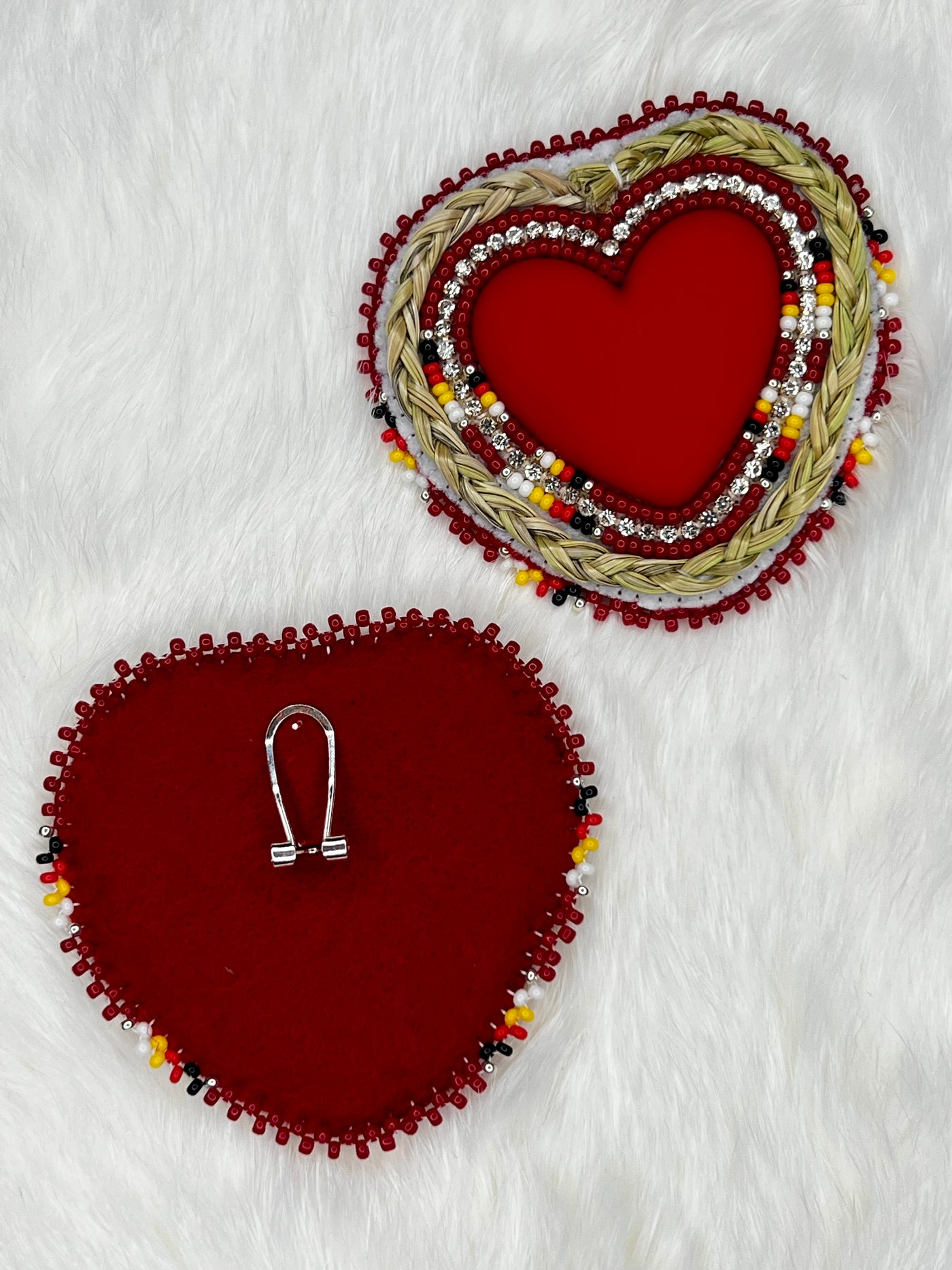 Red Traditional Sweetgrass Hearts