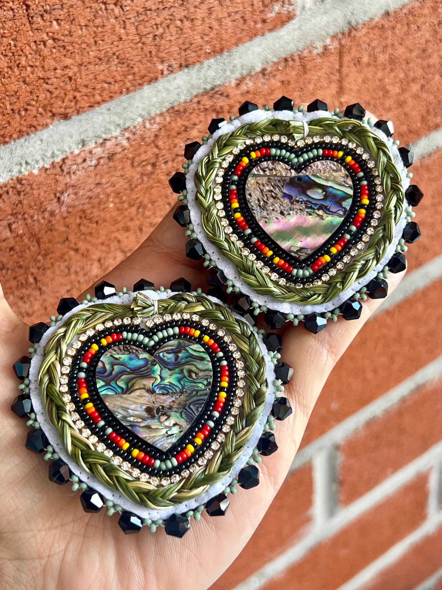 Abalone Shell Sweetgrass Hearts