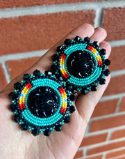 Black & Turquoise Turtle Earrings