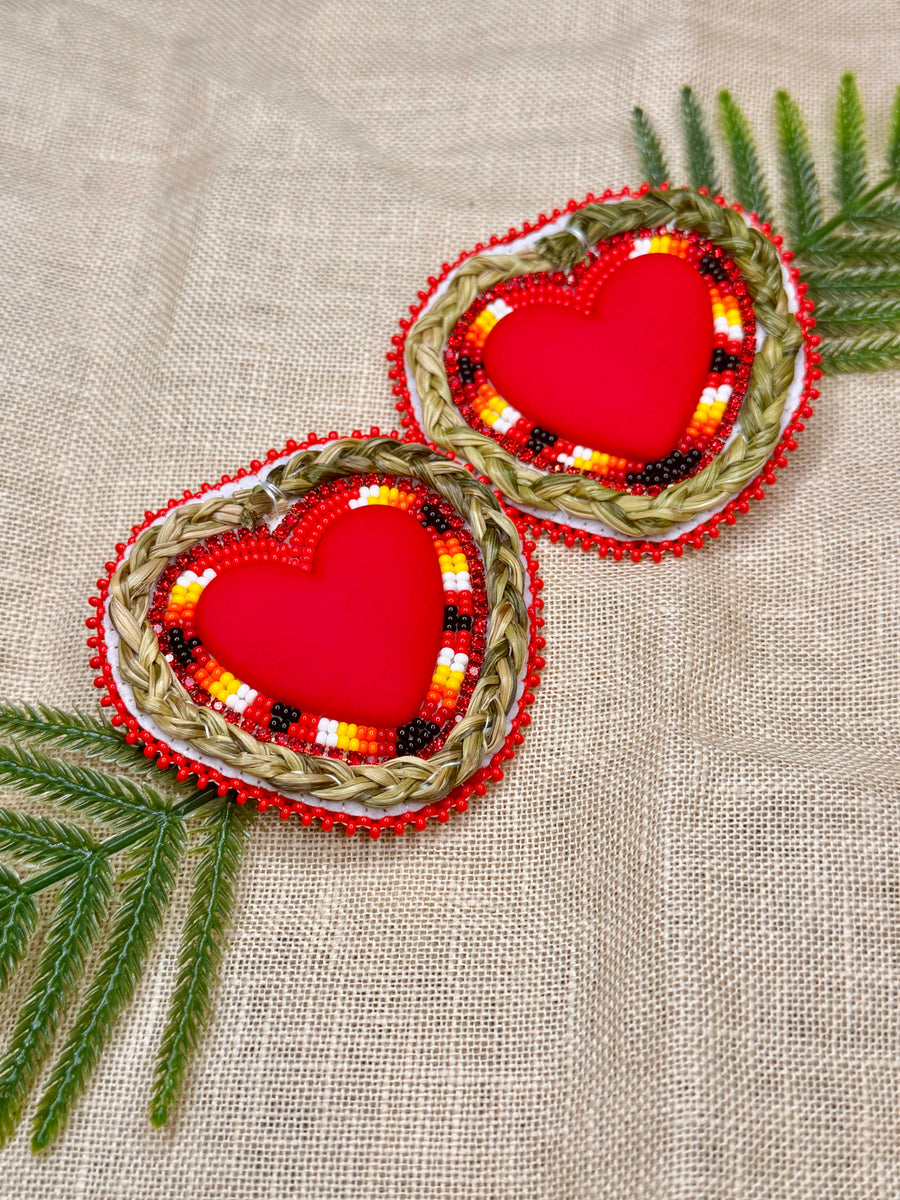 Red Flame Sweetgrass Hearts