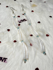 Long Dentalium Heart Earrings