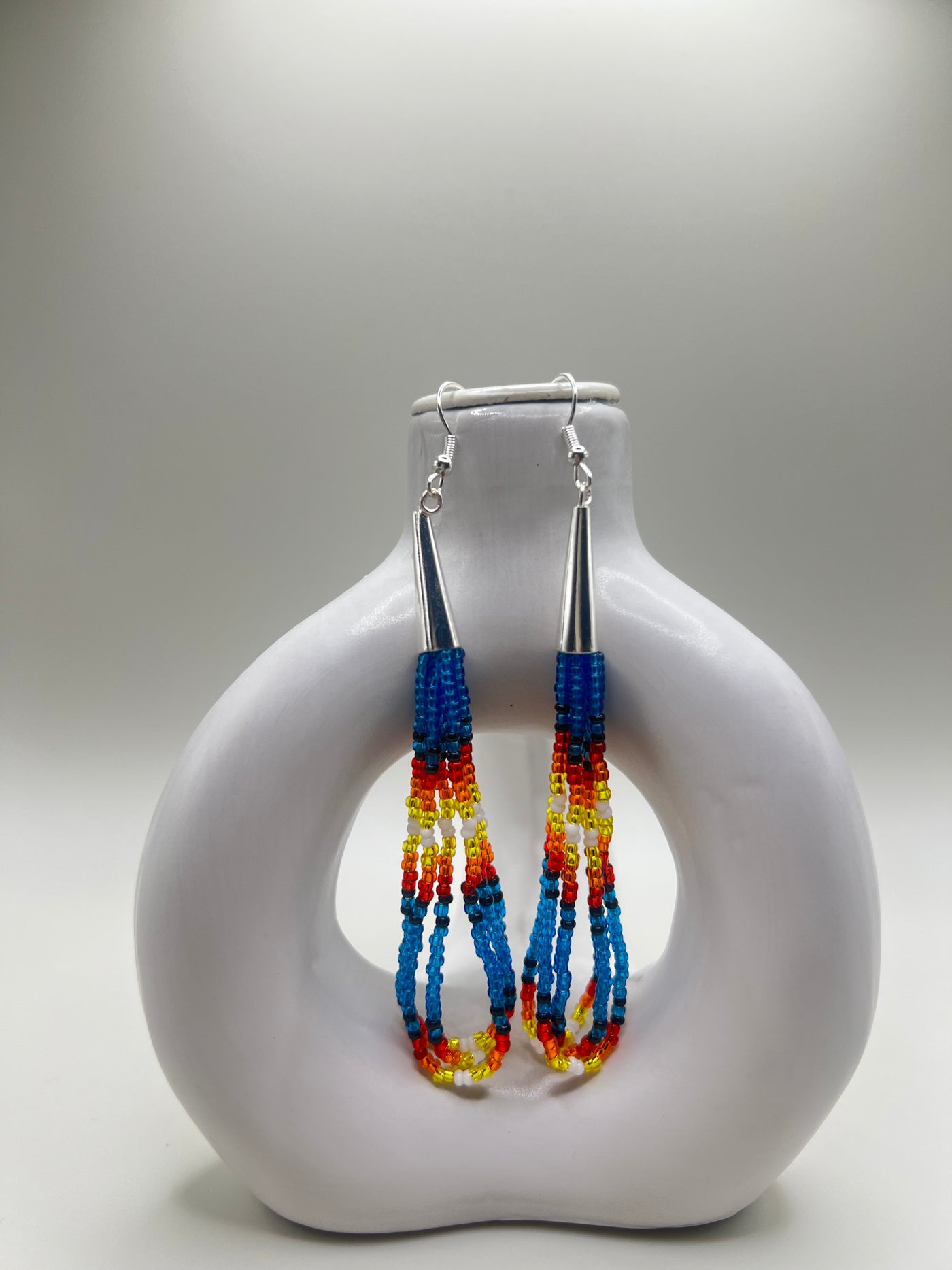 Blue Dangle Beaded Earrings