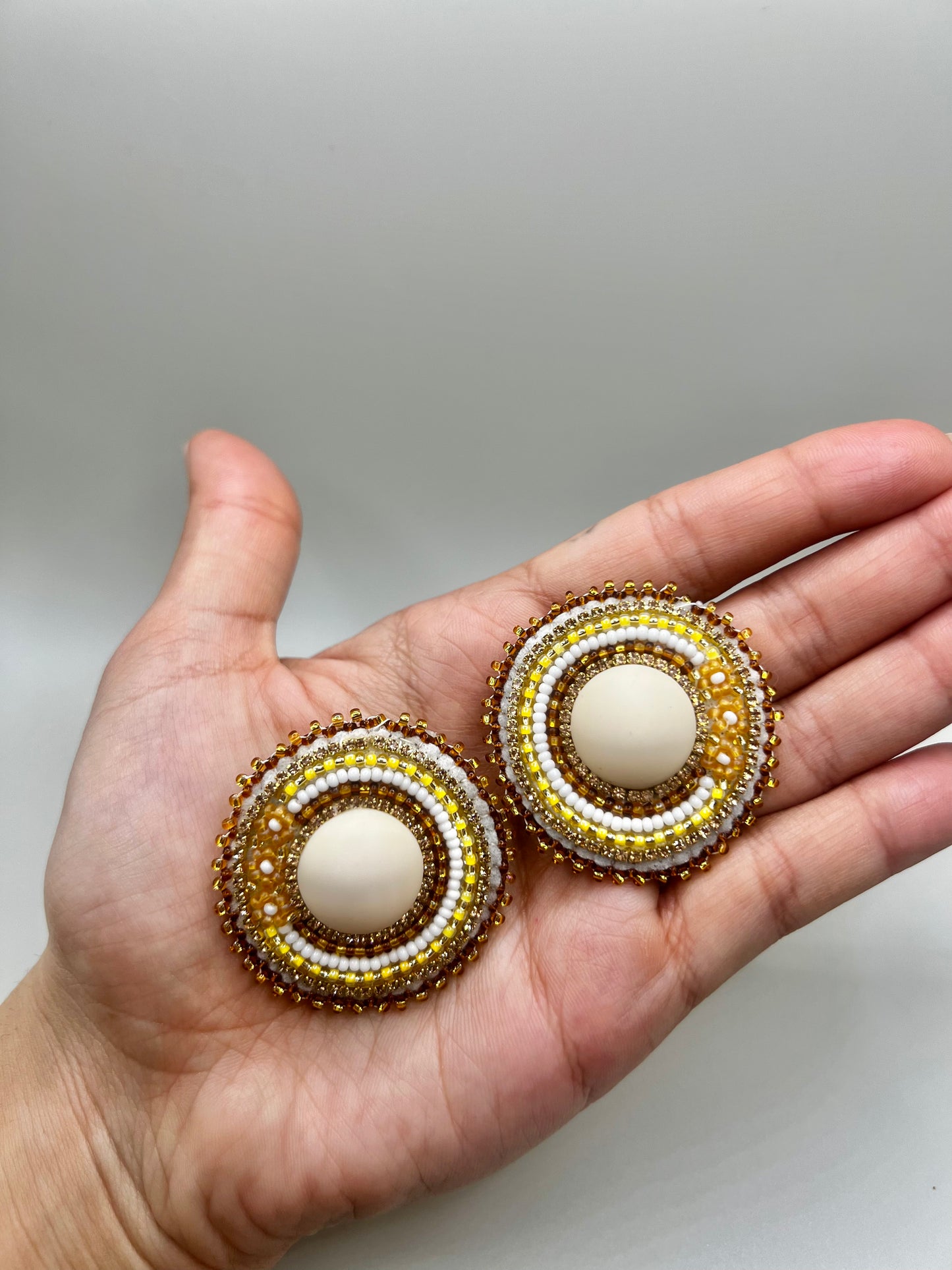 Flat Stitch Flower Beaded Earrings