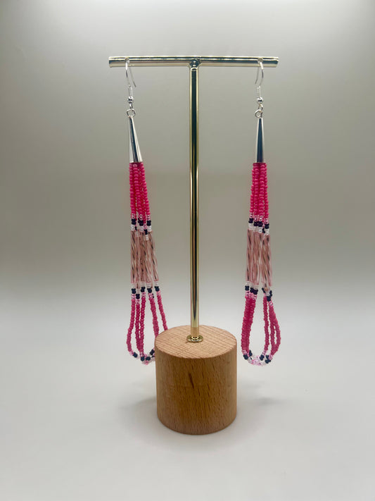 Hot Pink Beaded Dangles