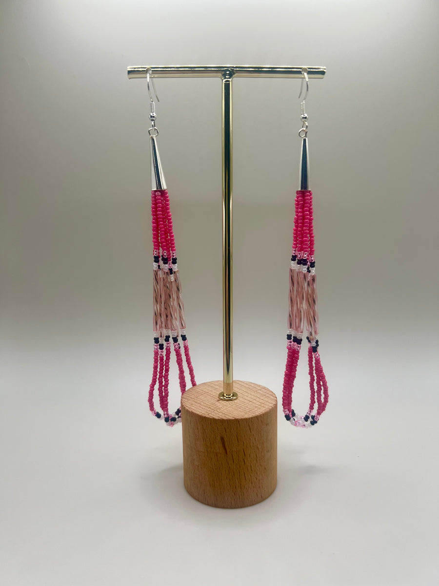 Hot Pink Beaded Dangles