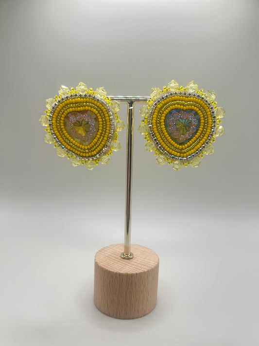 Yellow Flat Stitch Hearts