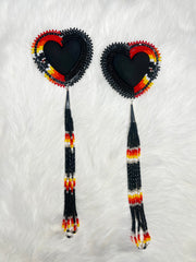 Flat-stitch Beaded Heart Dangles
