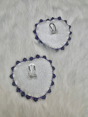 Purple Floral Beaded Hearts