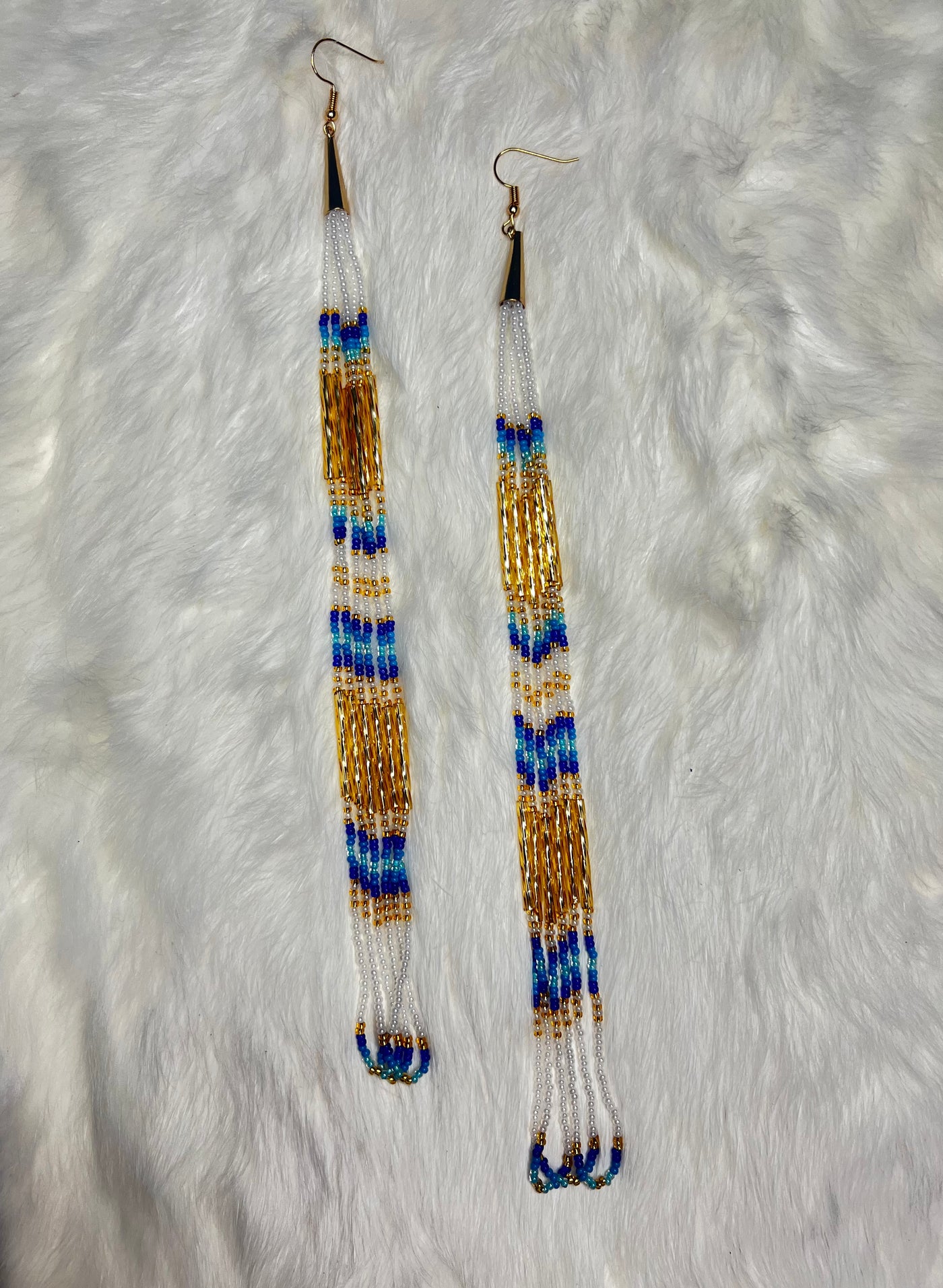 Blue and Gold Beaded Dangles