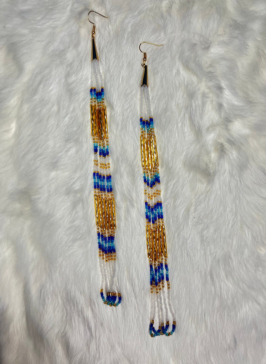 Blue and Gold Beaded Dangles