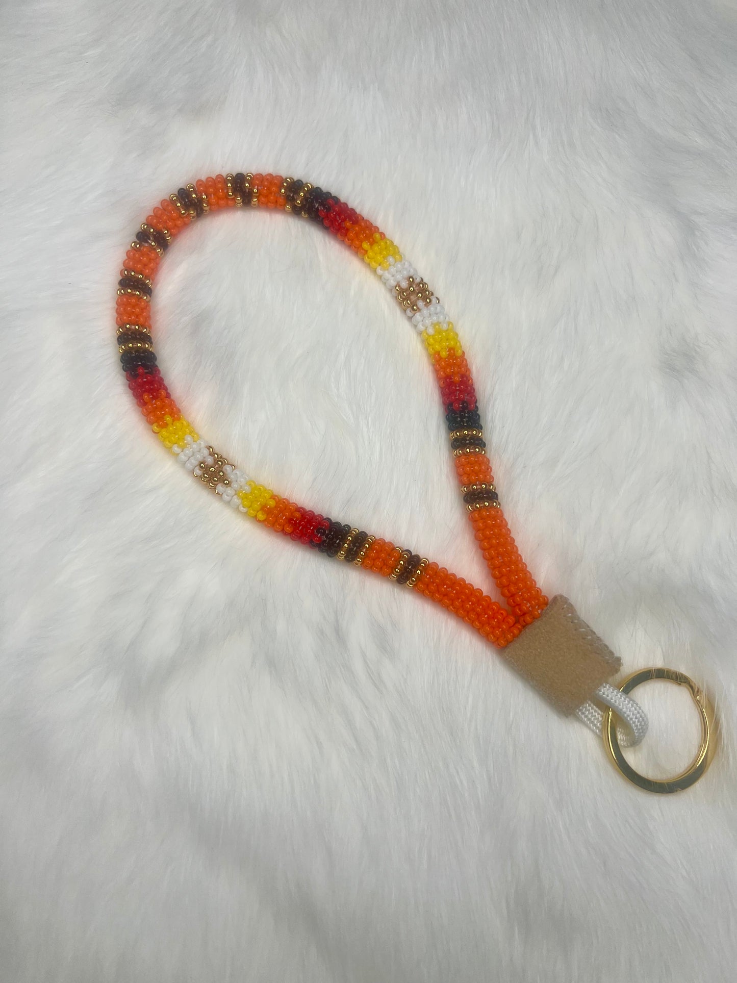 Orange Beaded Keychain